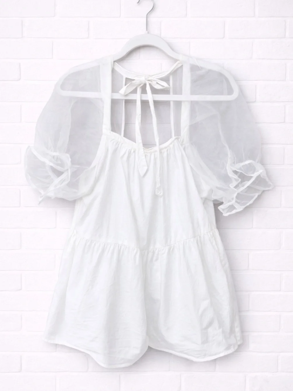 Pomander Place Tinsley Top Blouse Sheer Puff Sleeve Tuckernuck Bride Peplum